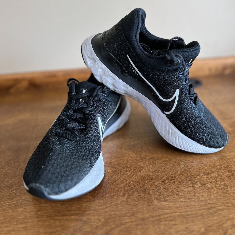Womens Nike REACT INFINITY RUN FLYKNIT 3 BLACK WHITE 7M DD3024-001